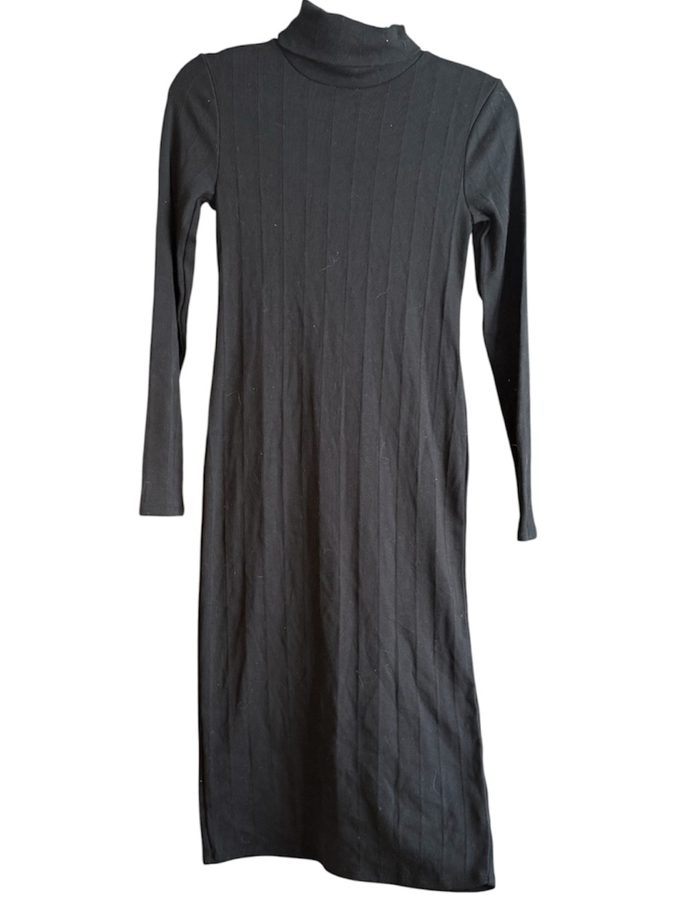 Wild Fable Women's Black Ribbed Turtleneck Midi Sweater Dress Size Medium